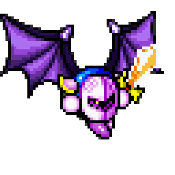 sprite of meta knight holding his sword and flapping his wings from kirby super star